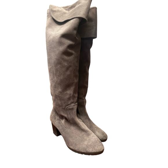 Gray Suede Knee High Handmade Boots n.d.c. 40 Tall Dressy Bohemian Earthy - Picture 2 of 8